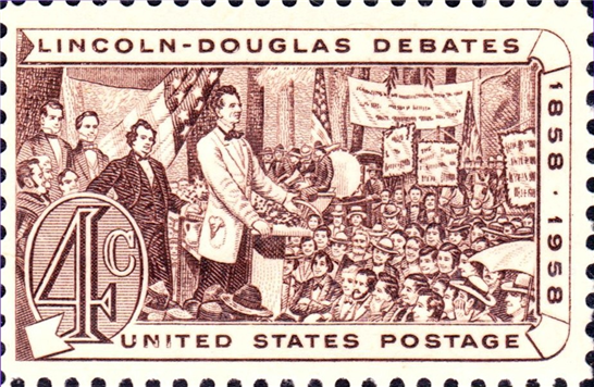 ▲ 링컨-더글러스 토론 100주년을 맞아 1958년에 발행된 기념우표